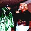 Eddie auctioning off his robe (credit: Bob Collins)